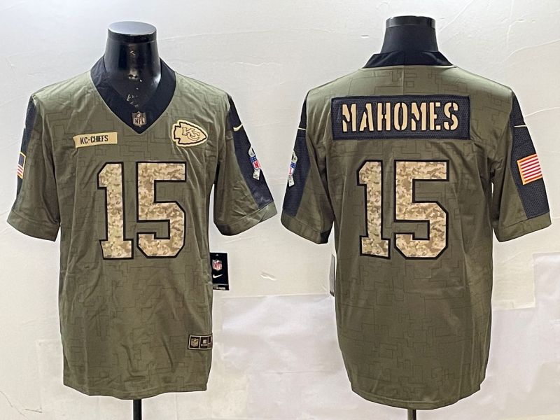 Men Kansas City Chiefs 15 Mahomes Green 2025 Nike Salute to Service Limited NFL Jersey style 8